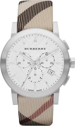 Burberry Bu 9357 The City Nova Chronograph Horloge - Heren - Horloges - Grijs - ONE Size - Leer - Accessoires