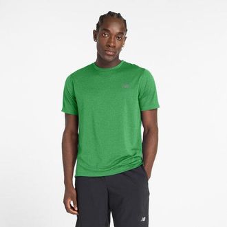 New Balance Mens Athletics T-Shirt in Green Poly Knit, size Medium