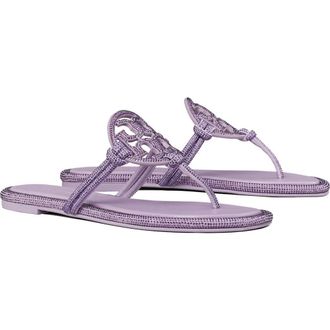 Tory Burch Miller Knotted Pav&eacute; Thong Sandal in Dark Lilac at Nordstrom, Size 10.5