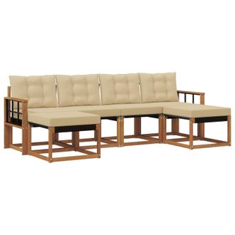 vidaXL Conjunto De Sof&aacute;s De Exterior Con Coj&iacute;n 6 Pcs Natural Y Beige Vidaxl