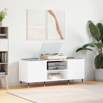 vidaXL Vidaxl - Mueble Para Discos Madera Contrachapada Blanco 121x38x48 Cm