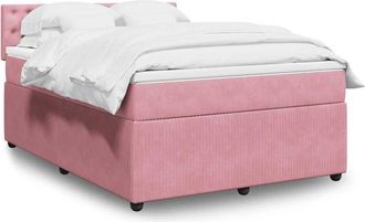 vidaXL Vidaxl - Cama Box Spring Con Colch&oacute;n Terciopelo Rosa 140x200 Cm