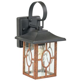 Beliani Beliani - L&aacute;mpara De Pared De Vidrio Cobrizo Negro 35 Cm Metal Aplique Exterior Shaggie