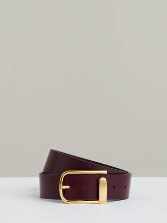 Reiss Burgundy Leather Half Keeper Belt, XL