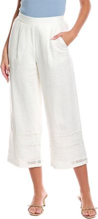 T Tahari Embroidered Linen-Blend Pant