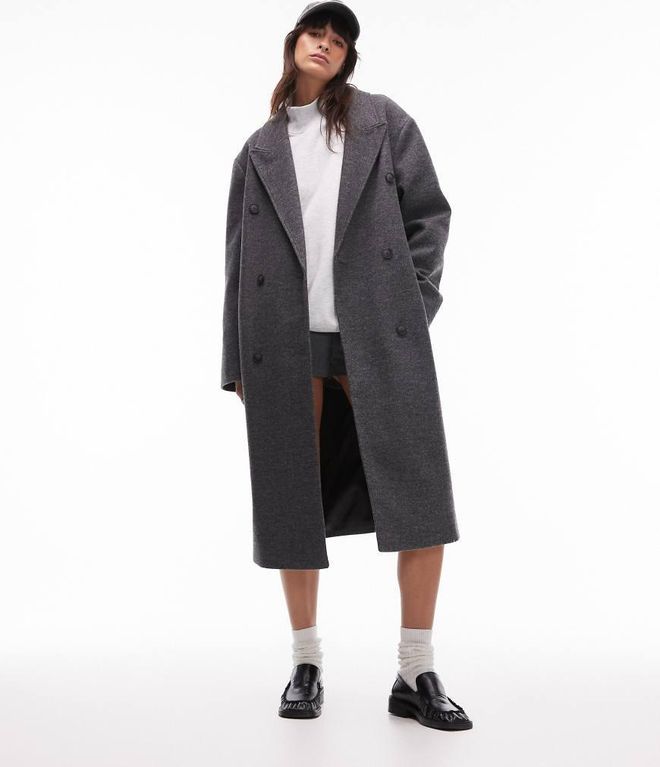 Topshop double breasted coat in charcoal Gray from 97.00 on Stylight