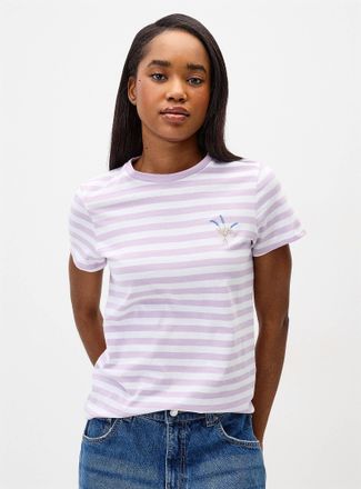Twik Womens Small embroidery striped T-shirt Relaxed fit