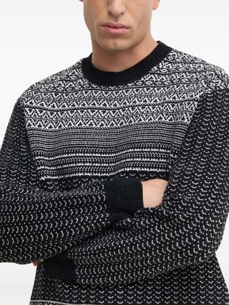 A|X Armani Exchange patterned crew-neck sweater - men - Polyester/Viscose/Acrylic/Polyamide/Wool/Elastane - S - Black