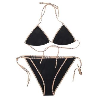 Burberry Bikinis, female, Black, Size: M Check Trim Triangle Bikini