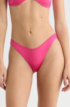 PacSun Brea Shine V-Cut Bikini Bottoms in Pink at Nordstrom, Size X-Small