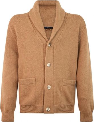 Herno Cardigan met knopen - Heren - Cashmere truien - Bruin - L - Kasjmier - Truien & Vesten