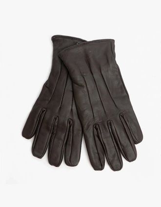 Jack & Jones Mens Jack & Jones MONTANA Mens Leather Gloves Dark Earth - Brown - Size: S/M
