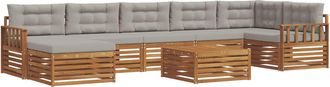 vidaXL Conjunto De Sof&aacute;s De Exterior 8 Uds. Gris Natural Y Claro Vidaxl