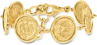 Ross-Simons Italian 18kt Gold Over Sterling Replica Coin Bracelet