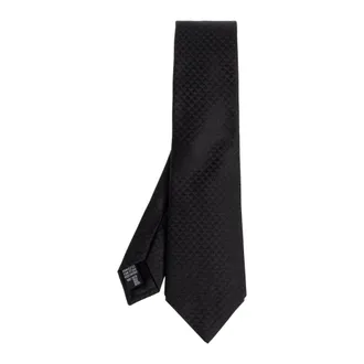 Emporio Armani Ties, male, Black, Size: ONE SIZE Pure Silk Tie with Jacquard Monogram