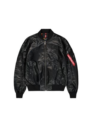 Alpha Industries Lederjacke ALPHA INDUSTRIES MA-1 VF Vegan Leather Light, Herren, Gr. M, schwarz, Obermaterial: 100% Polyurethan, Futter: 100% Polyester, Jacken Lederj