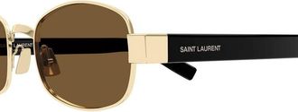 Saint Laurent Unisex Sunglasses Gold-Brown Metal Eyewear - Gold/brown