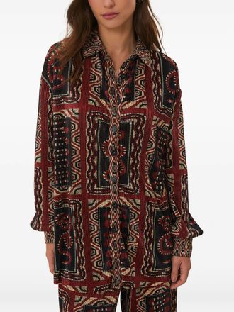 Farm Rio Geplooide blouse met Snake Scarves-print - Zwart