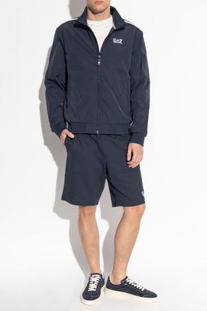 Emporio Armani Jacket With A Stand-up Collar, Mens, Navy Blue