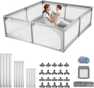 OEM Parque Infantil Grande Para Ni&ntilde;os Peque&ntilde;os, Zona De Juegos Con Valla Para Interior Y Exterior Con 50 Pelotas De Oc&eacute;ano, Puerta Con Cremallera Y Malla 
