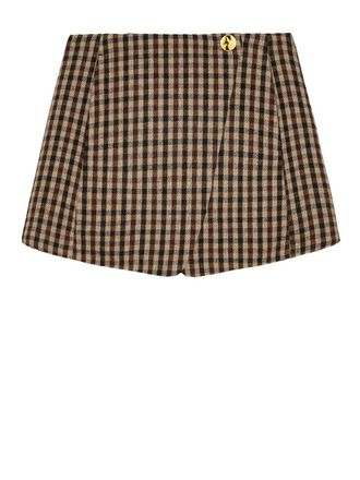 Ganni Check Wool Mix Skirt