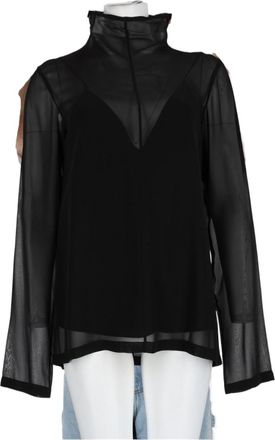 Sportmax Black Layered Silk Long-Sleeve Top