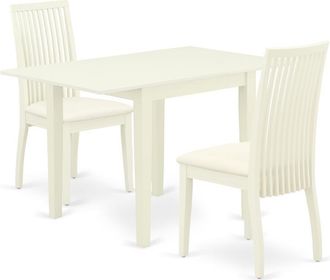 East West Furniture Dining Room Set Linen White, NDIP3-LWH-C