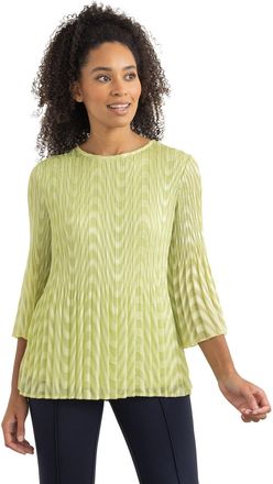 Klass Pleated Flare Bell Sleeve Burn Out Top - Pistachio - 16