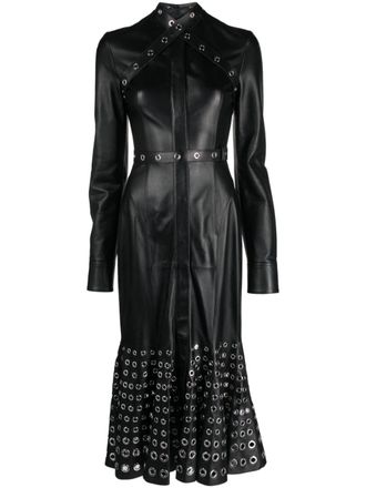 Off-white Midi-jurk verfraaid met ringlets - Zwart