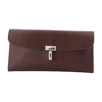 Toteme T-Lock Lizard Wallet - female - Tot&ecirc;Me - Wallets & Cardholders - Brown - ONE SIZE - Accessories