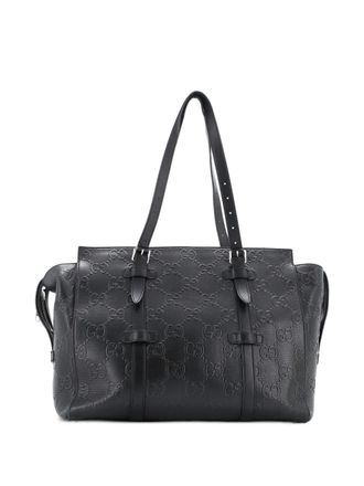 Gucci Tote Bag GG Embossed Perforated Leather satchel - Nero
