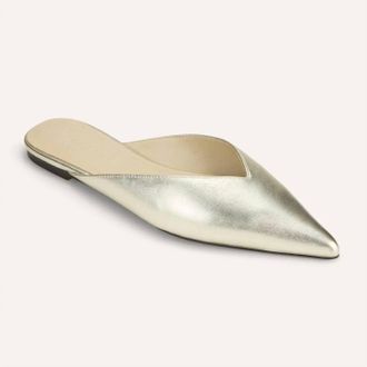 Yosi Samra Womens Nera Pointed Mule In Gold Metallic Leather