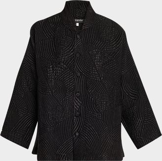 Eskandar Silk Wool Mix Chinese Imperial Jacket With Chinese Collar - Long Length