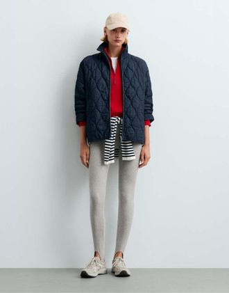 Oysho Fellex giacca imbottita boxy effetto denim blu navy