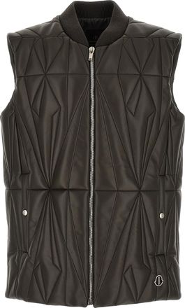 Rick Owens Brown Lamb Leather Sleeveless Mens Jacket