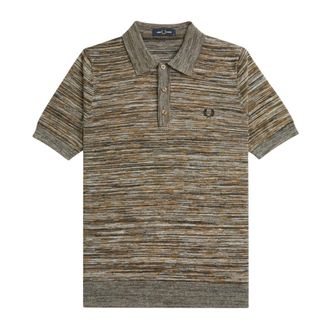 Fred Perry Space Dye Knit Polo Shirt with Logo