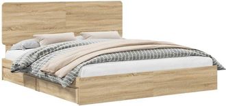 vidaXL Cama Con Almacenamiento Con Cabecera Roble Sonoma 180 X 200 Cm Vidaxl