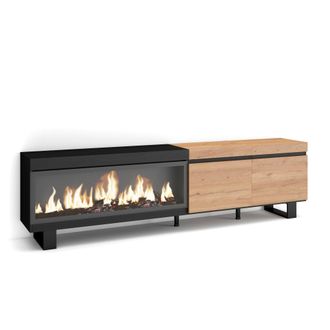 Skraut Home Skraut Home - Mueble Tv, Televisi&oacute;n, Muebles De Sal&oacute;n, Almacenaje, 210, Para Tv Hasta 80, Chimenea El&eacute;ctrica Xxl, Dise&ntilde;o Industrial, Estilo Moderno, R