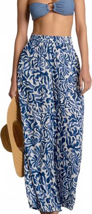 Elan Wide Leg Flow Pant In Blue Coralina