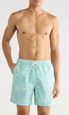 Scotch & Soda Print Swim Trunks in Luna Ditsy Green at Nordstrom Rack, Size Xx-Large