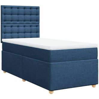 vidaXL Cama Box Spring Con Colch&oacute;n Tela Azul 100x200 Cm Vidaxl