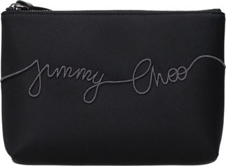 Jimmy Choo London Black Satin Clutch Womens Bag