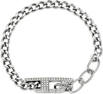 Diesel curb-chain crystal bracelet - Silver