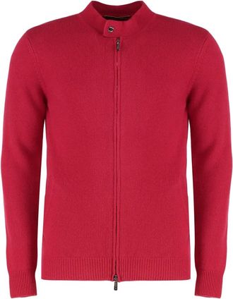 Moorer Jumper met rits van katoen - Heren - Vesten - Rood - M - Katoen - Truien & Vesten