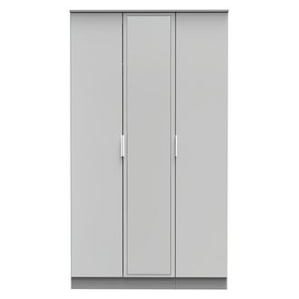 Welcome Furniture Paris Ready Assembled Wardrobe with Triple Mirror - Uniform Matt & Dusk Grey - Welcome Furniture | TJ Hughes
