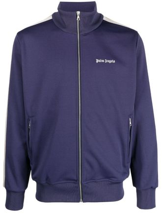Palm Angels logo-print stripe-detail track jacket - Blue