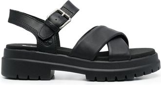 Timberland padded crossover strap sandals - women - Leather - 9.5 - Black