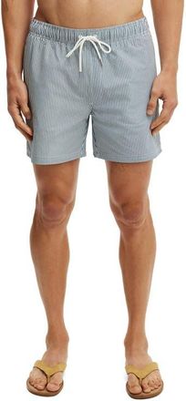 Cotton On Mens Stretch Swim Short in Navy Stripe Seersucker at Nordstrom, Size Medium