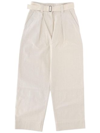 Margaret Howell White Wide-Leg Pleated Trousers
