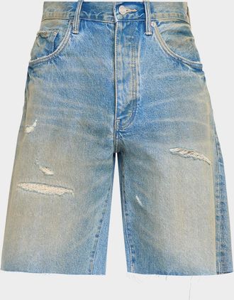 Purple Men & apos;s Distressed Denim Shorts